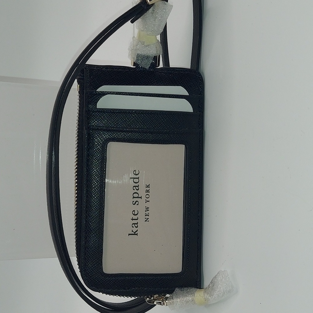 KATE SPADE BLACK CAMERON CARDCASE LANYARD NWT - Picture 2 of 5